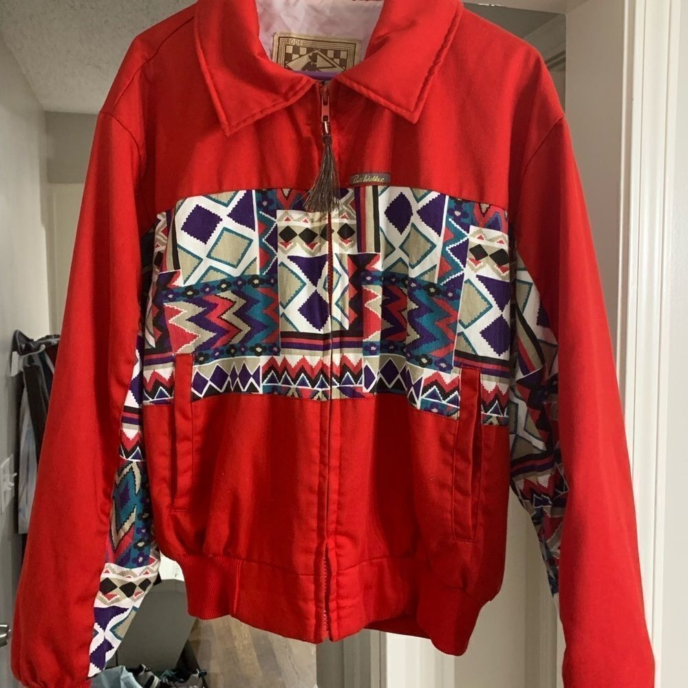 Rode Walker medium jacket with western pattern Jacket Red medium. Made in USA